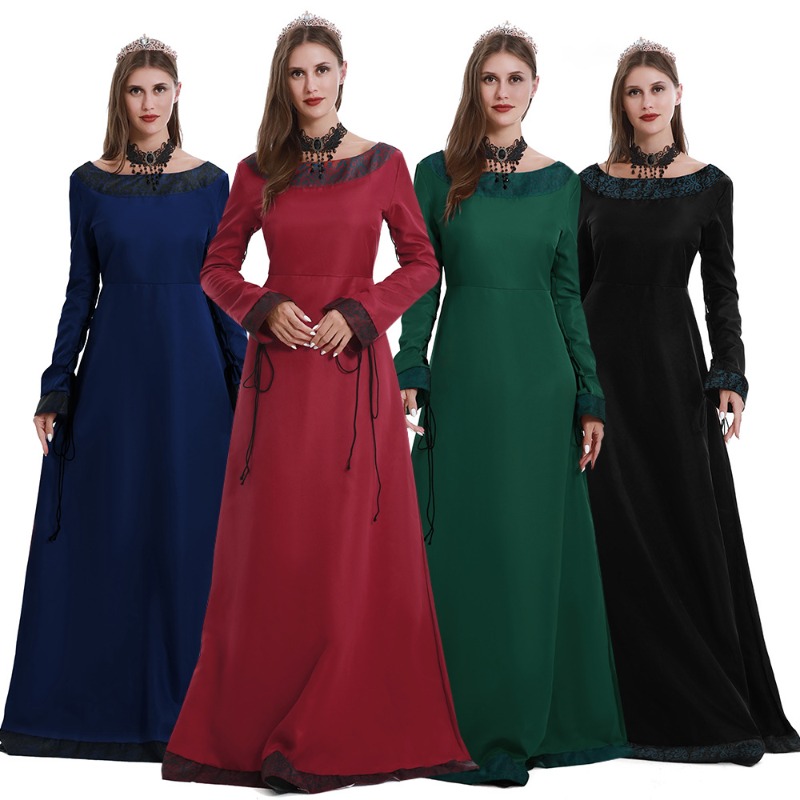 Lace Dress - Vestido longo medieval feminino, com decote