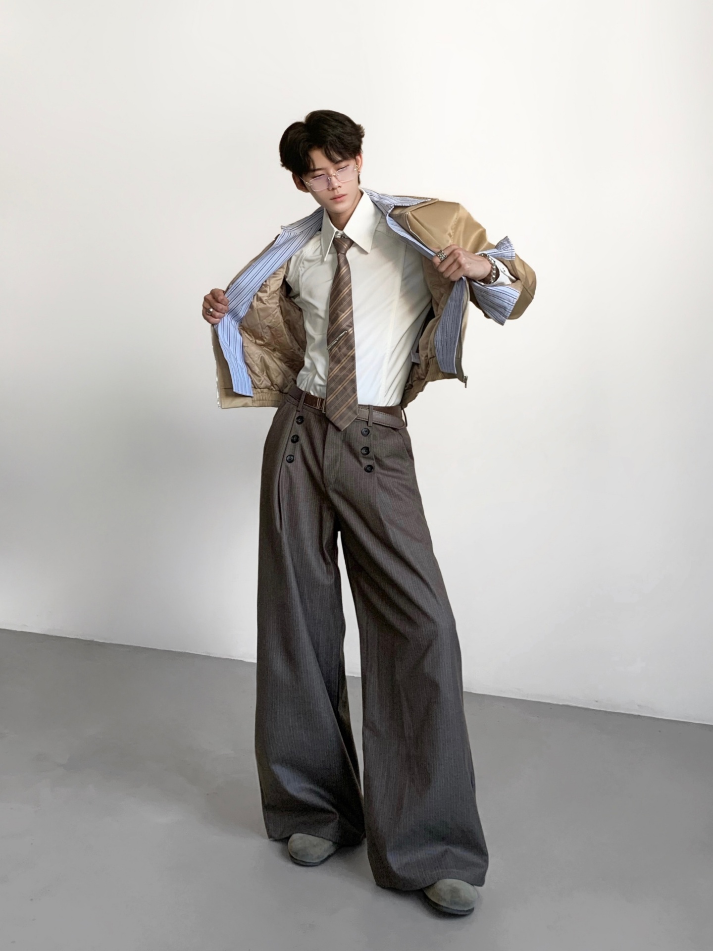 Calças de Terno Listradas Casu - Tailored Trouser Wide avaliação e preço