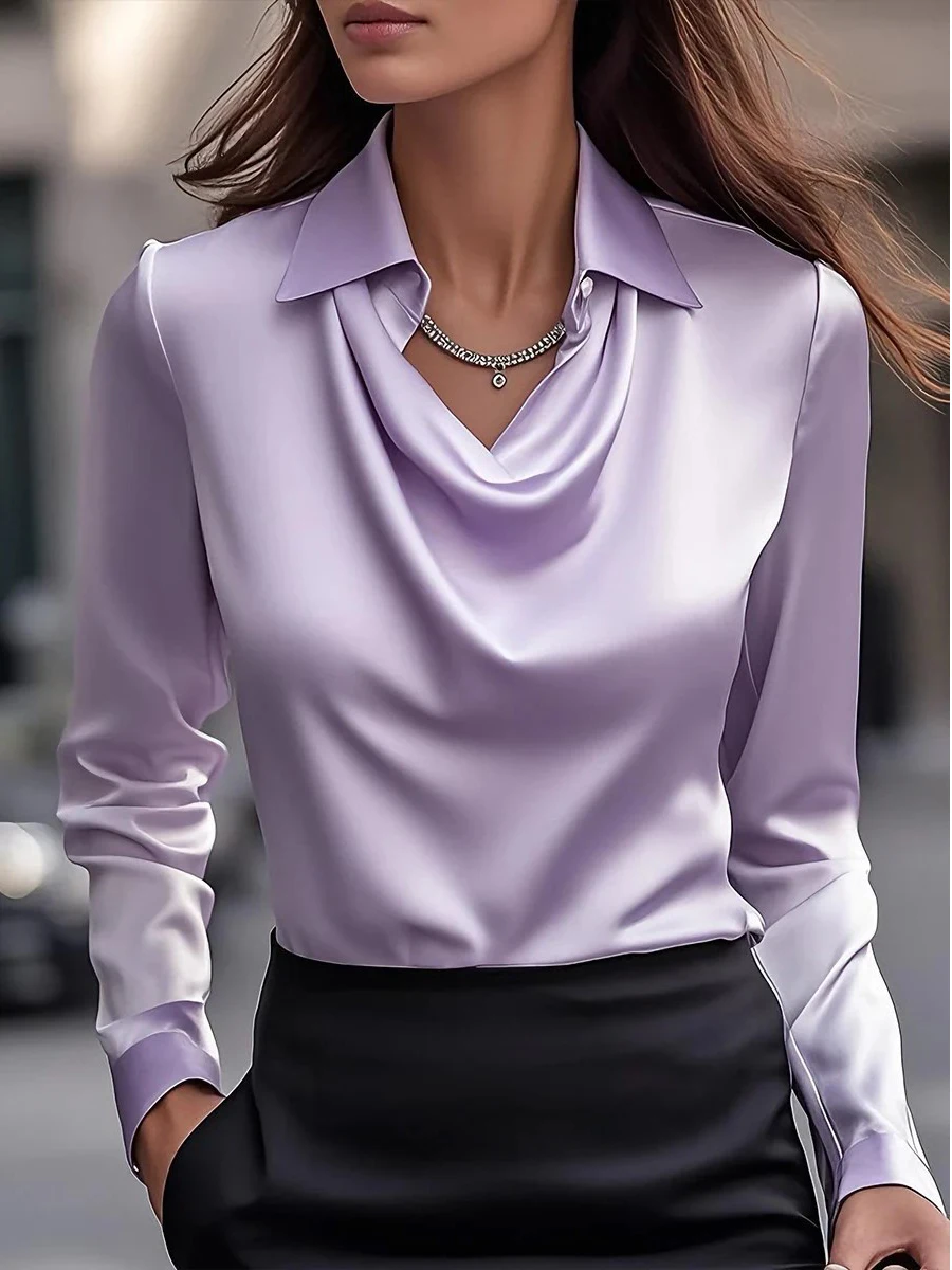 Blusa de cetim elegante, de ma - Silk Blouse avaliação e preço