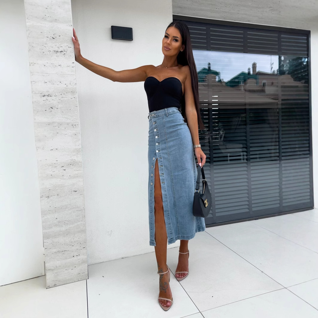 Saia Jeans Vintage Feminina St - Formal Skirt avaliação e preço